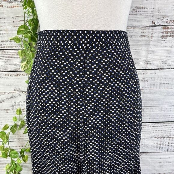 Talbots Skirt size 16 Pet Black Blue Polka Dots Slinky Above Knee Flared Stretch - Picture 4 of 13